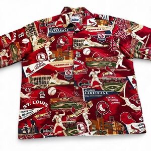 Reyn Spooner MLB St. Louis Cardinals button Hawaiian shirt medium